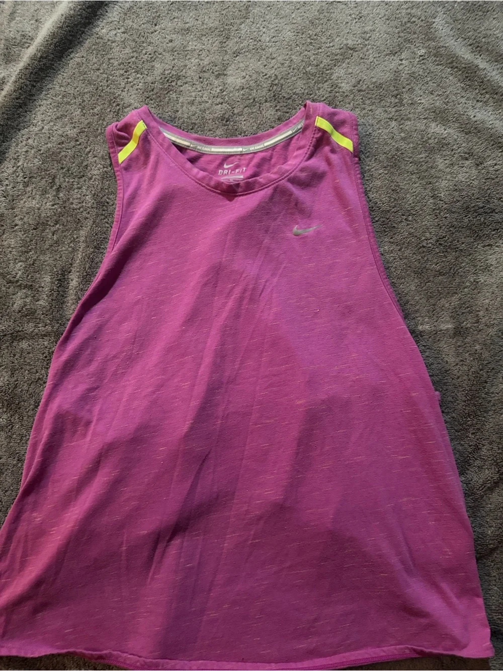 Nike Magenta Dri-FIT Tank with Neon Yellow Stitching